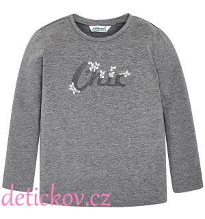Mayoral mini girl bavlněné triko ,,Chic,, šedé