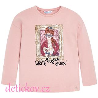 Mayoral mini girl bavlněné triko ,,Zrcadlo,, růžové
