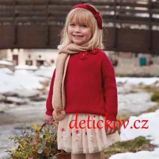 Mayoral mini girl dívčí svetřík s květy červený