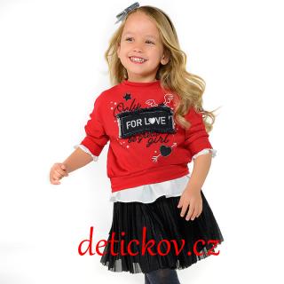 Mayoral mini girl dívčí vrstvená mikina ,, For love,, červená