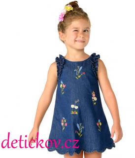Mayoral mini girl lehoučké riflové šaty s výšivkou