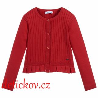 Mayoral mini girl lehoučký bavlněný svetřík - cardigan červený