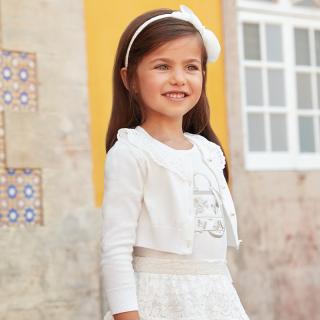 Mayoral mini girl luxusní cardigan- bolerko z úpletu s krajkou 076