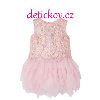 Mayoral mini girl luxusní šatičky z krajky růžové ruměnkové