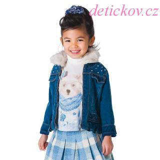 Mayoral mini girl riflová bundička s podšívkou a kožešinovým límcem