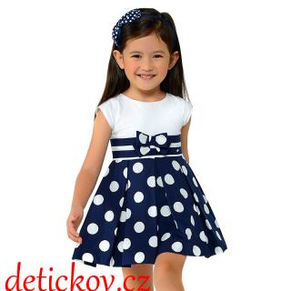 Mayoral mini girl šatičky se sukýnkou s puntíky tmavě modré