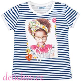 Mayoral mini girl tričko ,,Černoška,, modré proužky