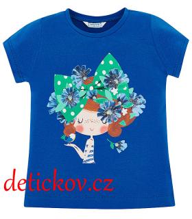 Mayoral mini girl tričko ,,Chrpy,, modré b. 059