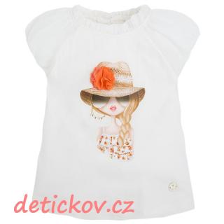 Mayoral mini girl tričko,, Dívka v klobouku,, vanilkové