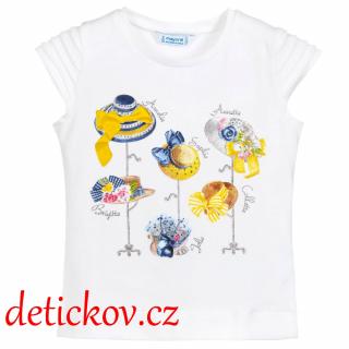 Mayoral mini girl tričko ,, Klobouky,, žluté b. 016
