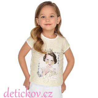 Mayoral mini girl tričko ,,Královna,, natur proužky