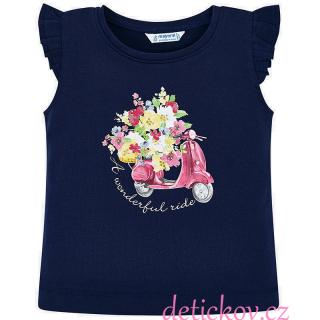 Mayoral mini girl tričko ,, Květinový skútr ,, modré b. 50