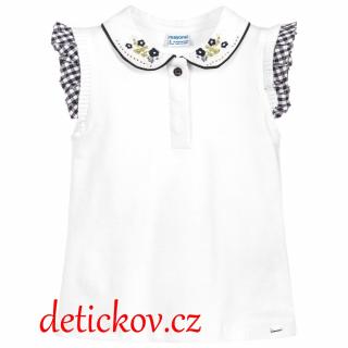 Mayoral mini girl tričko polo s výšivkou bílé
