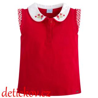 Mayoral mini girl tričko polo s výšivkou červené