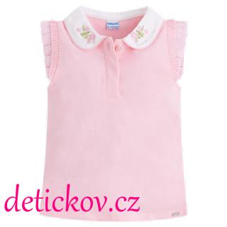 Mayoral mini girl tričko polo s výšivkou růžové