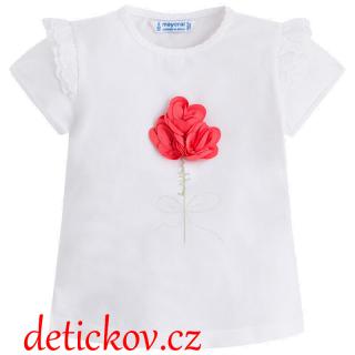 Mayoral mini girl tričko ,,,Růže,, červeno-bílé b. 50
