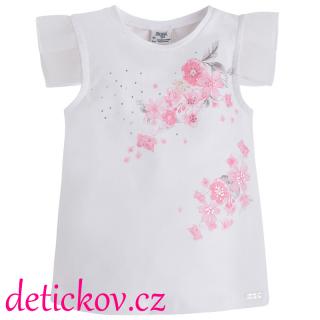 Mayoral mini girl tričko s tylovými rukávy ,,Kytičky,, růžové