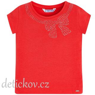 Mayoral mini girl tričko se štrasovou mašličkou červené b.91