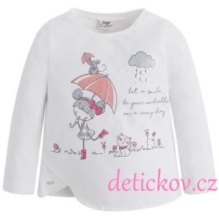 Mayoral mini girl triko ,, Deštníček, bílé s růžovým tiskem