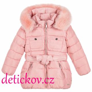 Mayoral mini girl zimní kabátek s pásečkem růžový