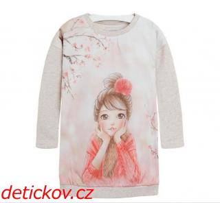 Mayoral mini girl zimní šaty se sítotiskem růžové