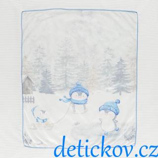 Mayoral new born velurová deka s výplní ,, Tučňáci,, modrá