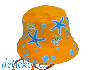 Oranžový letní klobouček zavazovací ,, SEA,,