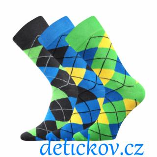 Sada 3 párů vysoké barevné ponožky pánské - dámské KÁRO