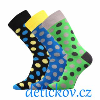 Sada 3 párů vysoké barevné ponožky pánské - dámské PUNTÍK