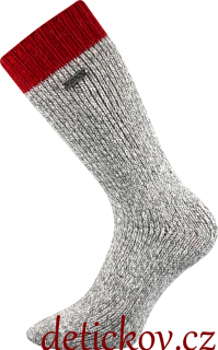 Silné ponožky z merino vlny s angorou pro extremní teploty s vínovým pruhem