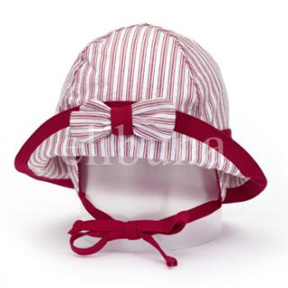 Sterntaler kojenecký klobouček s mašličkou s UV filtrem červený proužek