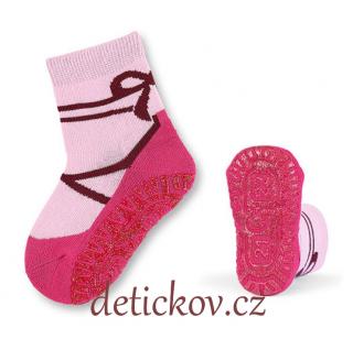 Sterntaler termo ponožky s protiskluzovou podrážkou ,, Mašlička ,, růžové