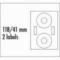 Etikety na CD 118/41 mm, lesklé, bílé, 2 etikety, 2 proužky, 10ks