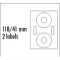 Etikety na CD 118/41 mm, lesklé, bílé, 2 etikety, 2 proužky, 25ks