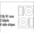 Etikety na CD 118/41 mm, matné, bílé, 2 etikety, 4 proužky, 10ks