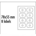 Etikety na CD 78 x 55 mm, matné, bílé, 8 etiket, CD-R card, 10ks