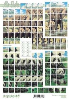 3D papíry - čtvercové - Sloni a pandy