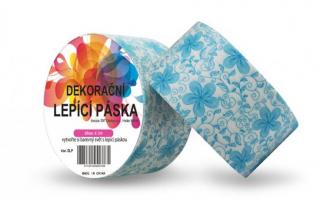 Dekorační lepicí páska - DUCT TAPE-1ks modré květiny