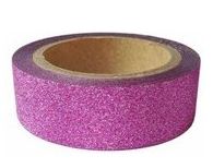 Dekorační lepicí páska glitrová - WASHI tape - růžová