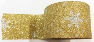 Dekorační lepicí páska glitrová - WASHI tape - stříbrné vločky ve zlaté
