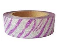 Dekorační lepicí páska glitrová - WASHI tape - tygrovaná - fialovostříbrná