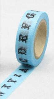 Dekorační lepicí páska - WASHI tape-1ks ABeCeDa v modré