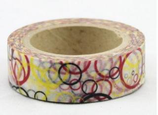 Dekorační lepicí páska - WASHI tape-1ks barevné kruhy