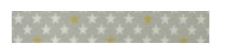 Dekorační lepicí páska - WASHI tape-1ks bílé a zlaté hvězdy na šedivém podklad