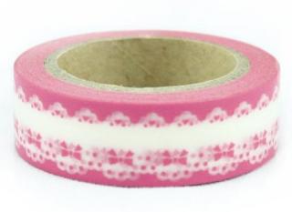 Dekorační lepicí páska - WASHI tape-1ks bordura v růžové
