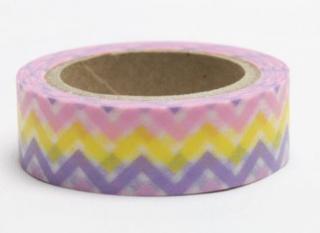 Dekorační lepicí páska - WASHI tape-1ks cikcak fialová, žlutá, růžová