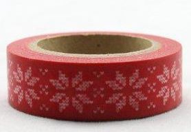 Dekorační lepicí páska - WASHI tape-1ks hvězdy v červeném