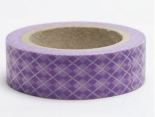 Dekorační lepicí páska - WASHI tape-1ks káro lila v lila