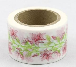 Dekorační lepicí páska - WASHI tape-1ks květiny jemné