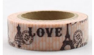 Dekorační lepicí páska - WASHI tape-1ks Love, Eiffelovka